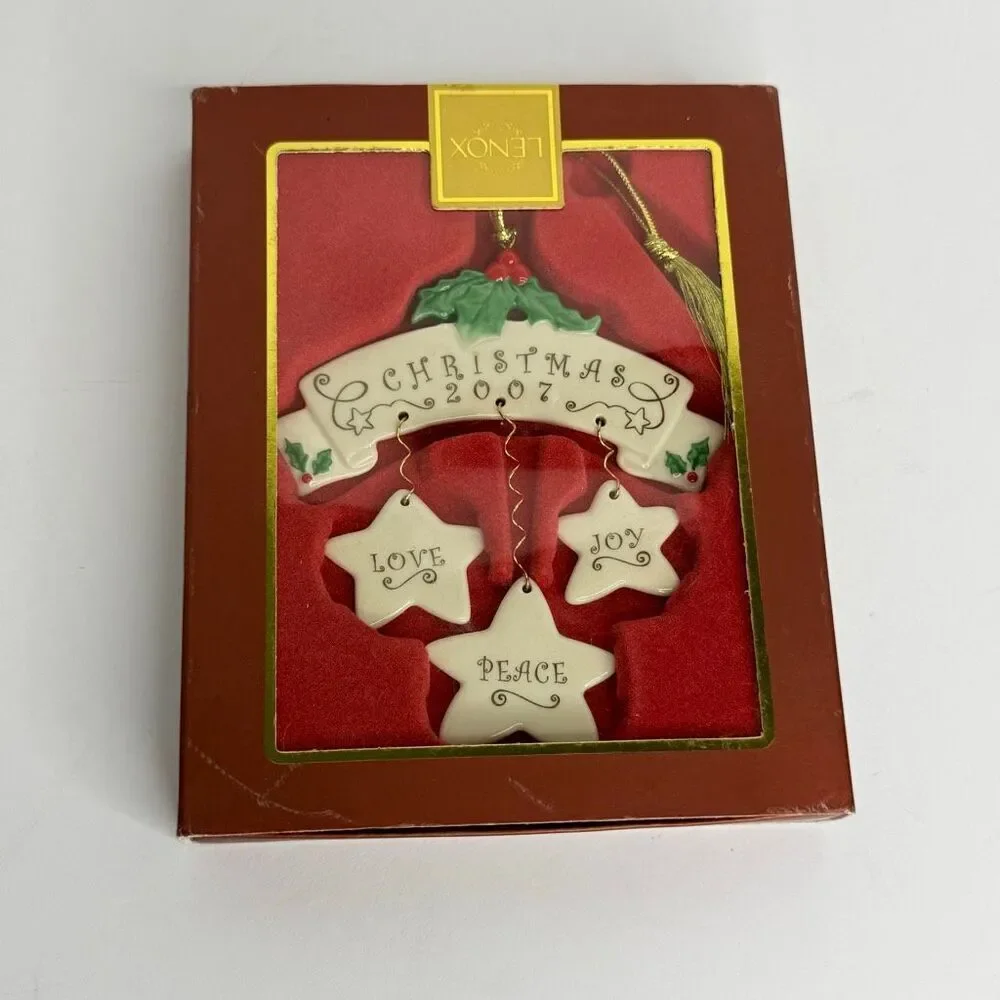 Lenox Christmas 2007 Starry Wishes Ornament Love Joy Peace Porcelain in Orig Box